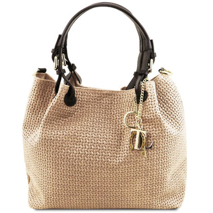 TL KeyLuck – Borsa Shopping in Pelle Stampata Woven | TL141573