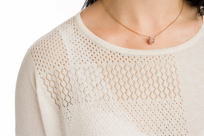 Mafalda: maxi camiseta de mujer de cuello redondo en viscosa con motivo punzonado