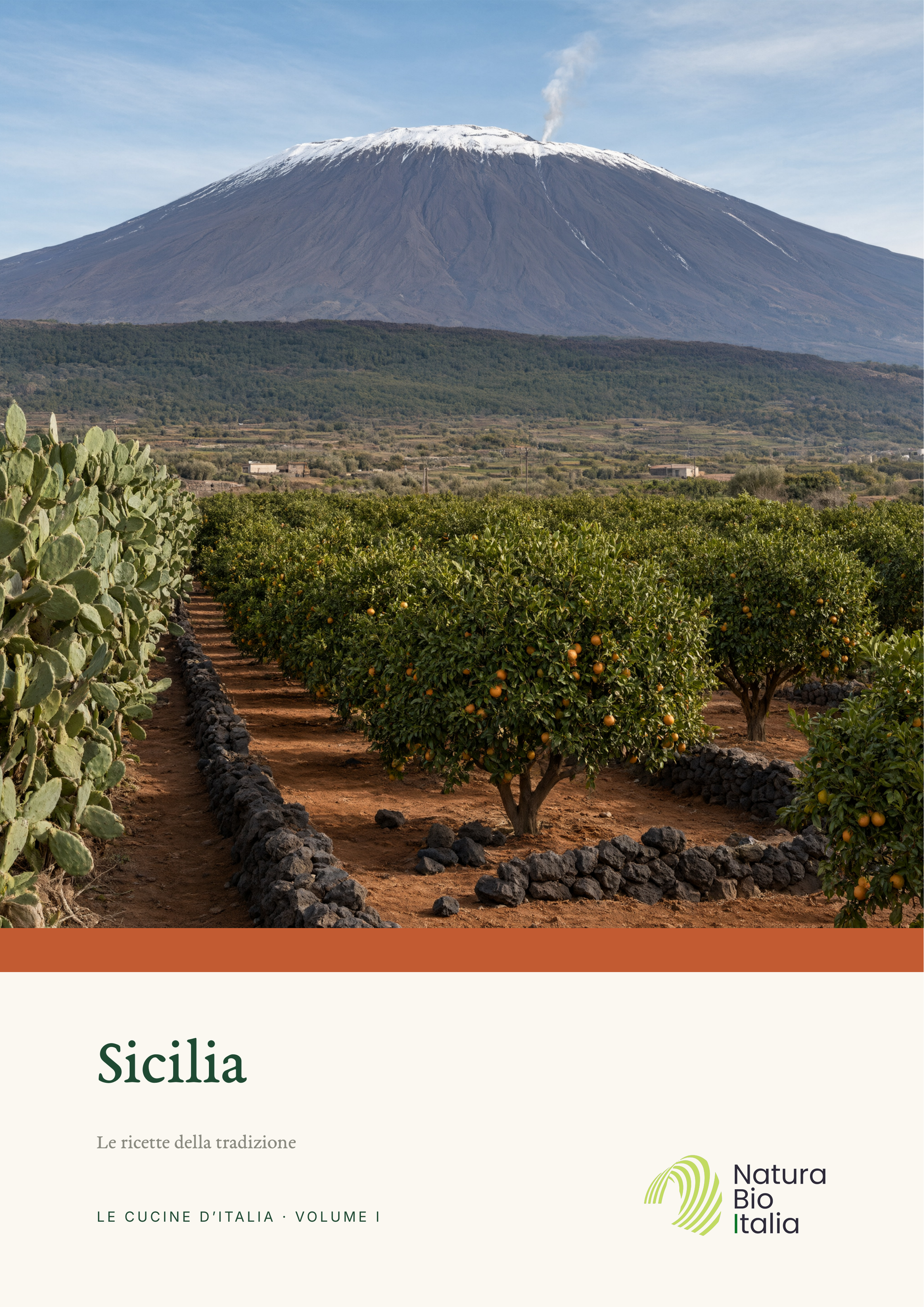 Copertina di Sicilia. Le ricette della tradizione, Volume I della collana Le Cucine d'Italia di Natura Bio Italia
