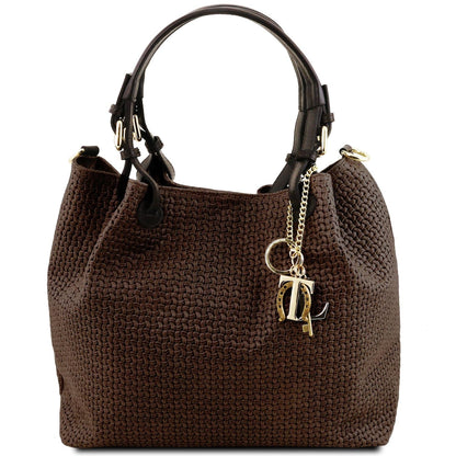 TL KeyLuck – Borsa Shopping in Pelle Stampata Woven | TL141573