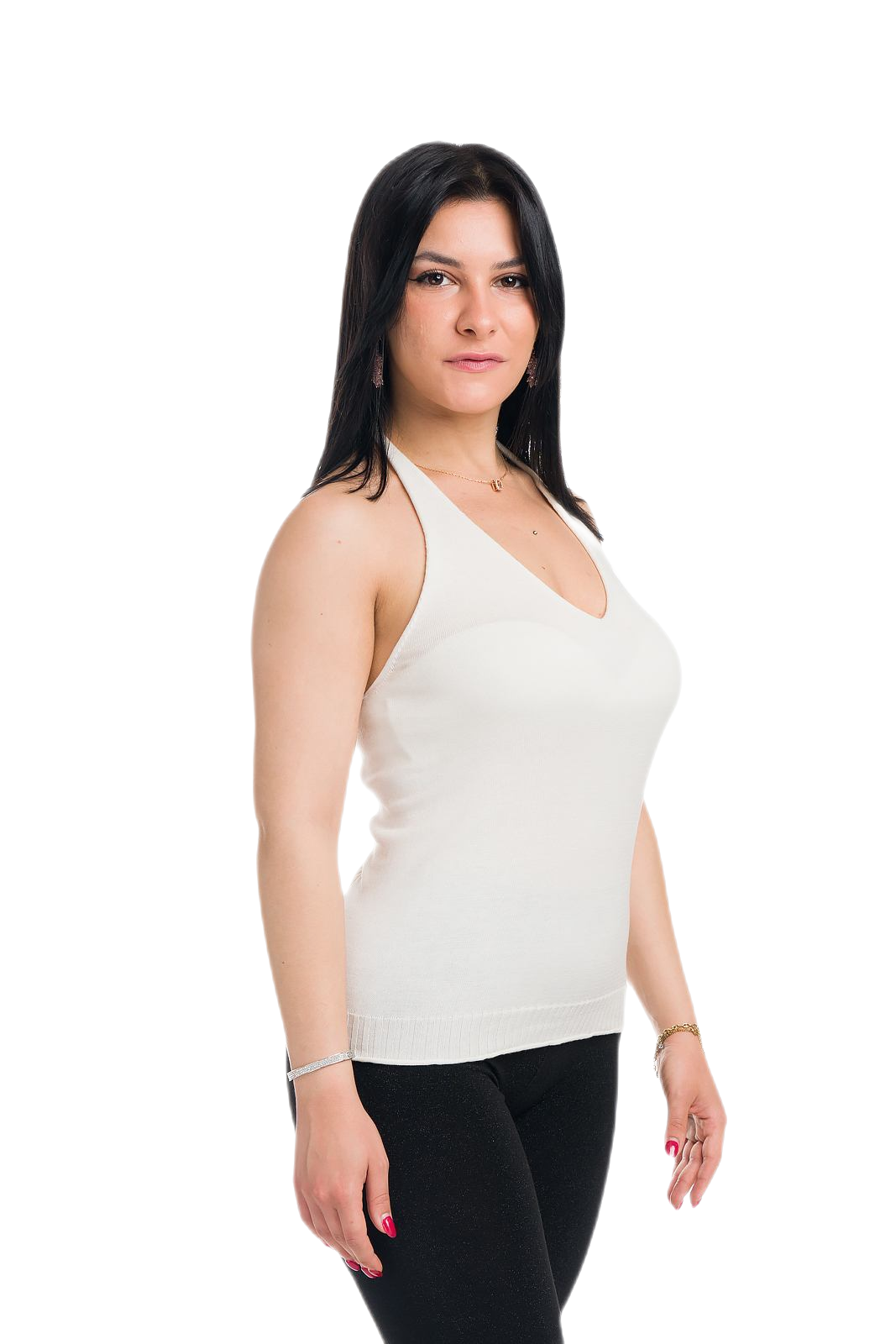Giulia: top elegante de mujer con escote en V y espalda a canalé