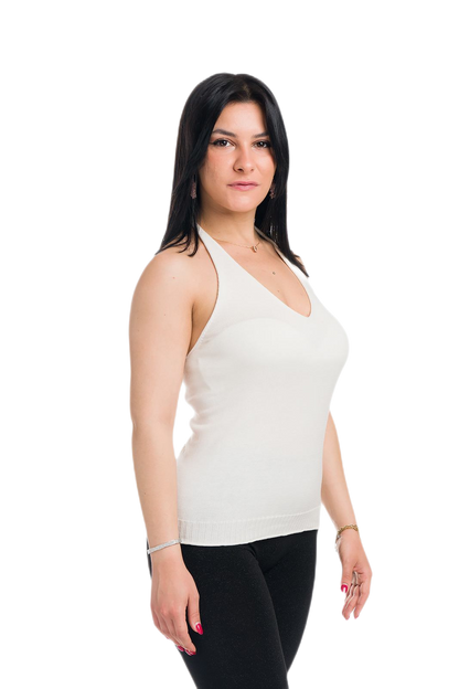 Giulia: top elegante de mujer con escote en V y espalda a canalé