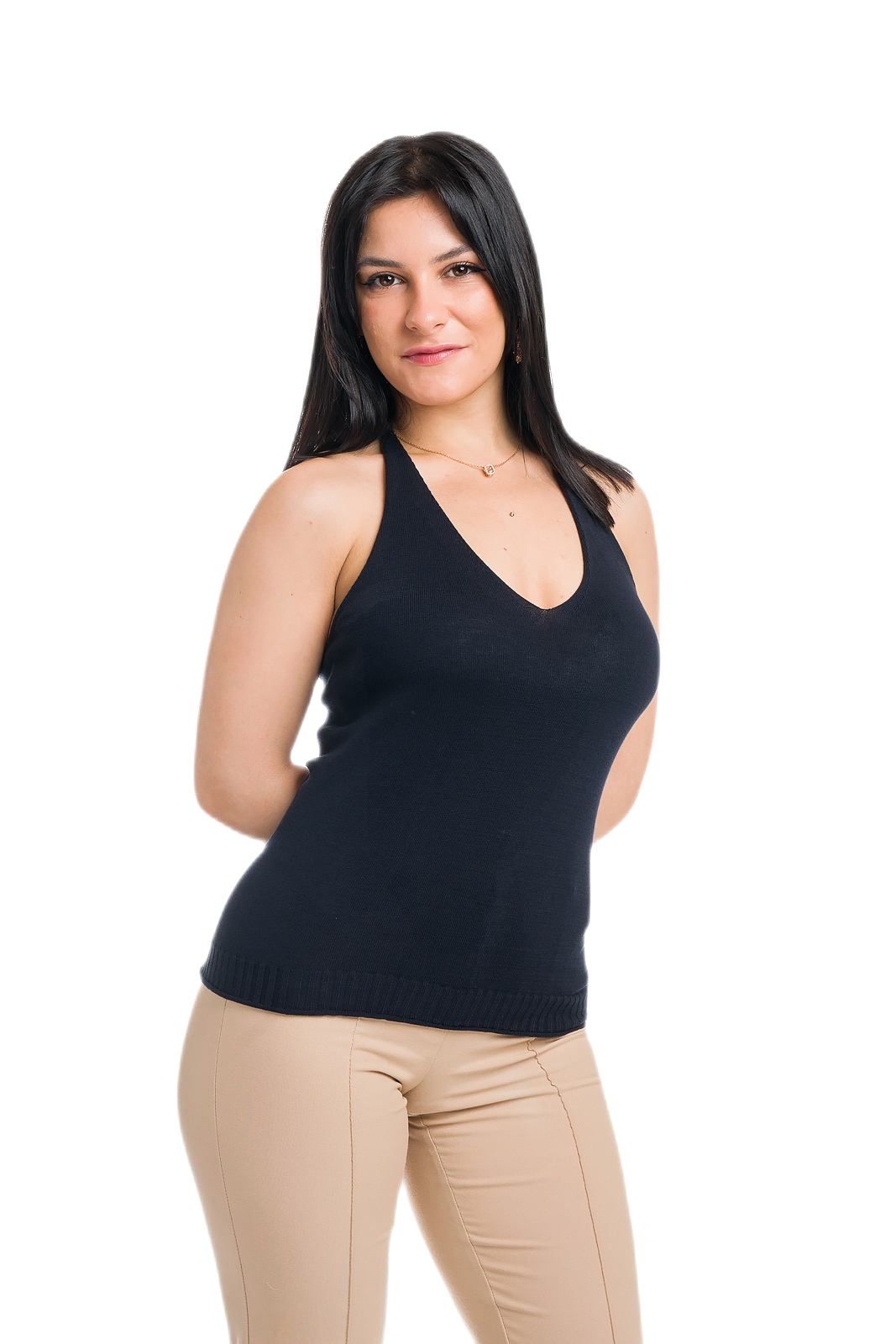Giulia: top elegante de mujer con escote en V y espalda a canalé