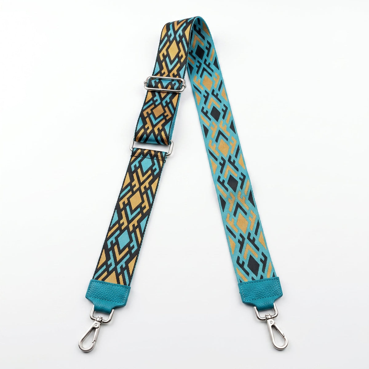 Bandoulière pour sac à motif ethnique turquoise