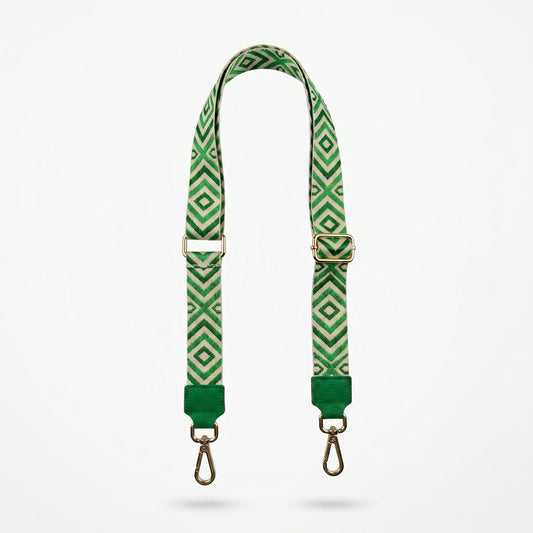 Bandoulière pour sac à motif géométrique vert