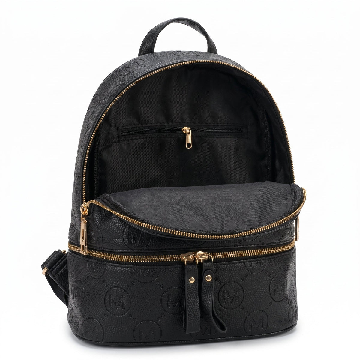 Beige and Black Backpack with Monogram