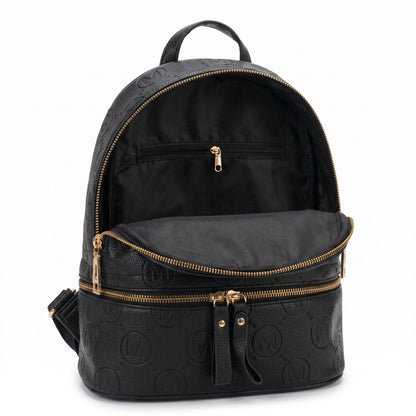 Beige and Black Backpack with Monogram