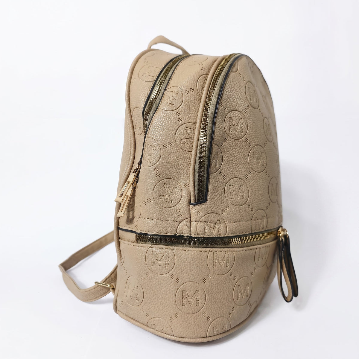 Beige and Black Backpack with Monogram