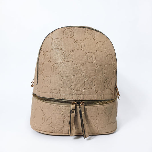 Beige and Black Backpack with Monogram