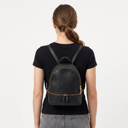 Beige and Black Backpack with Monogram