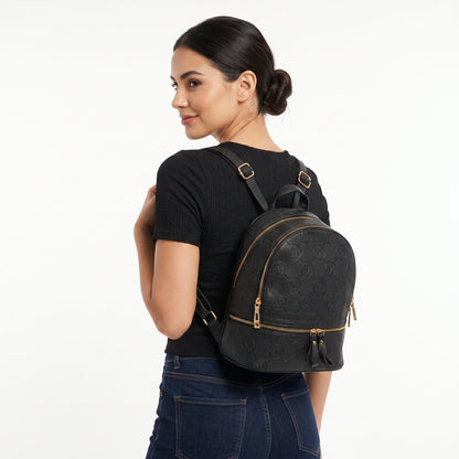 Beige and Black Backpack with Monogram