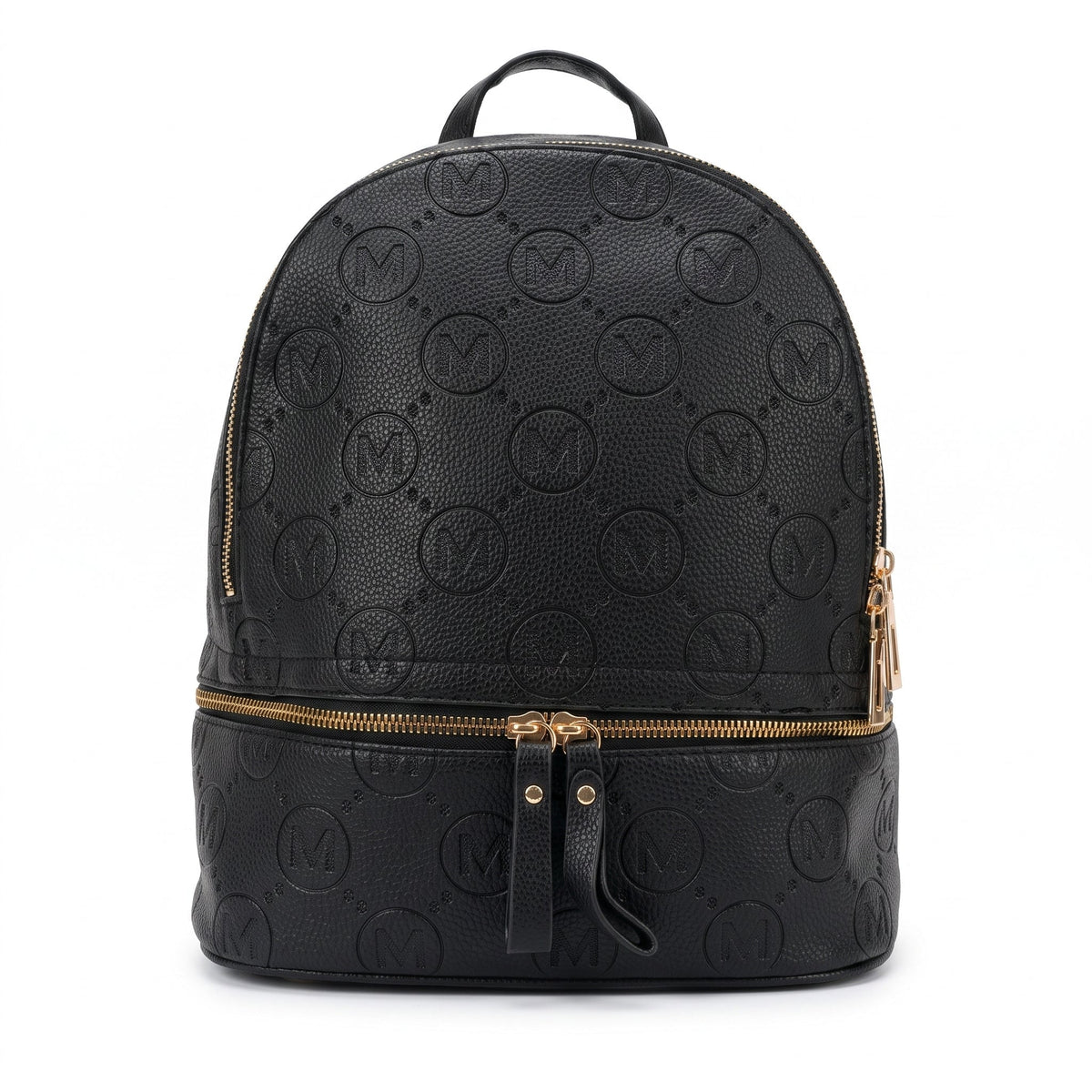 Beige and Black Backpack with Monogram