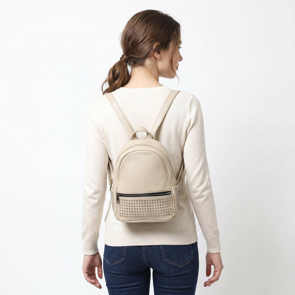 Woven Faux Leather Backpack